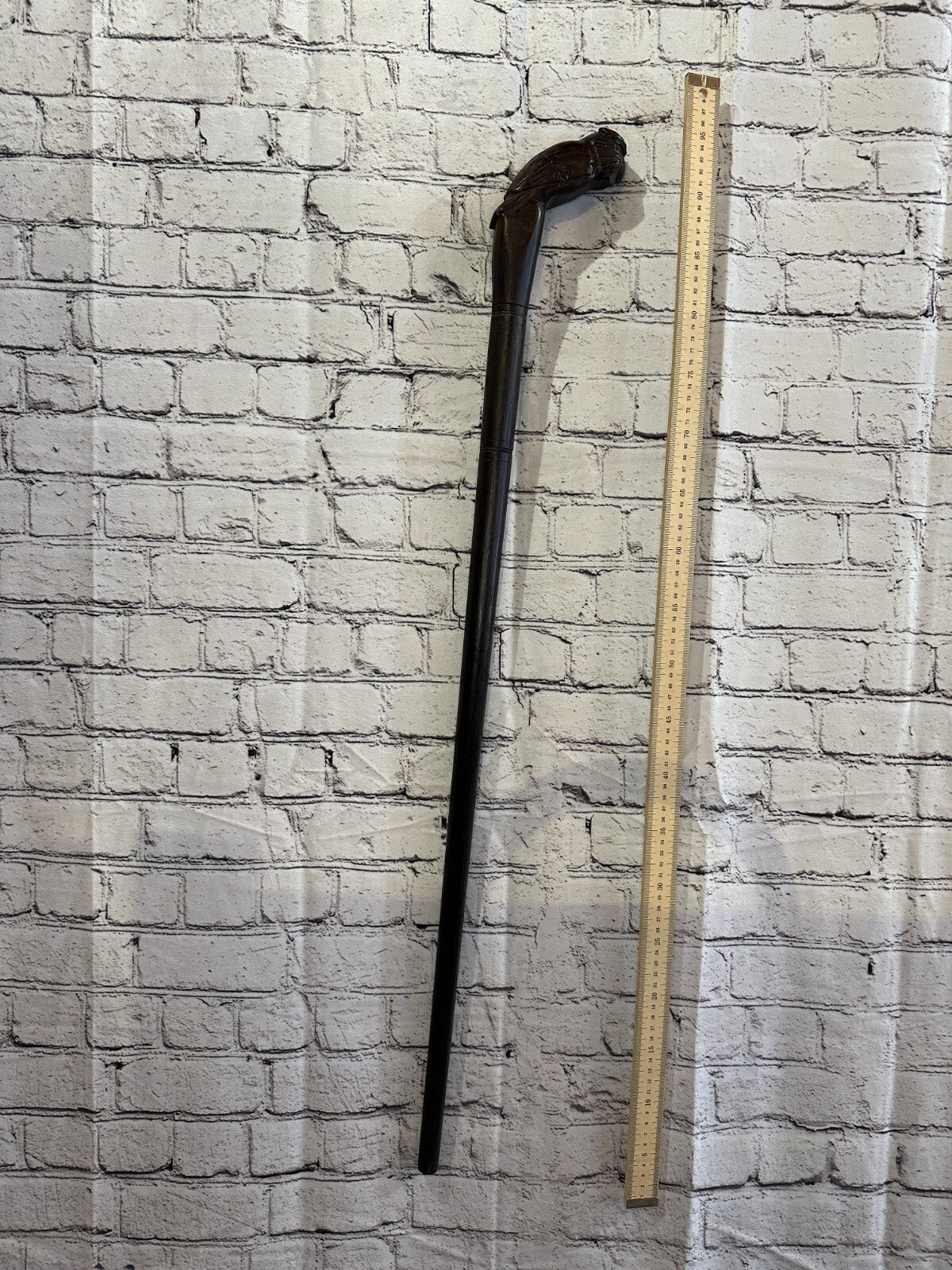 Wise Owl 90cm Tribal African Walking Stick Cane Hand Carved Dark Wood