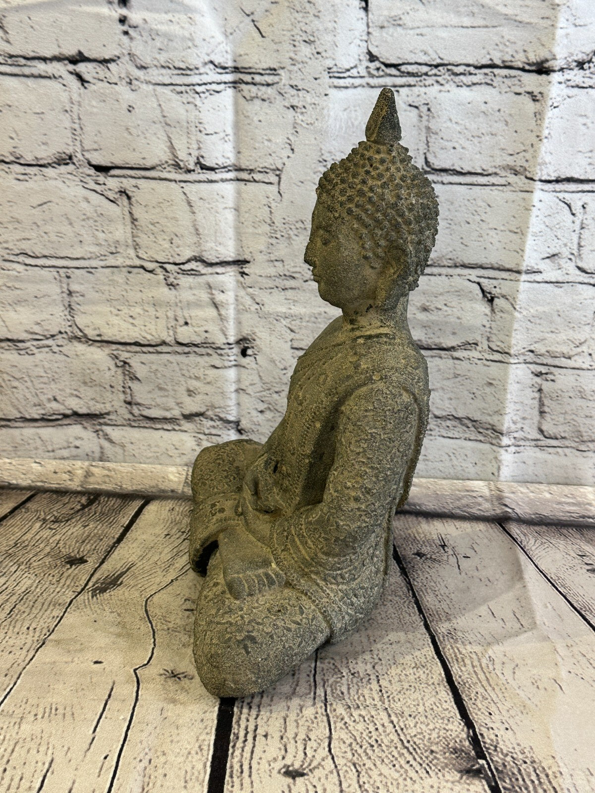 Spike Buddha Stone Garden 30cm x 20cm Ornament Outdoor Indoor Statue Hindu