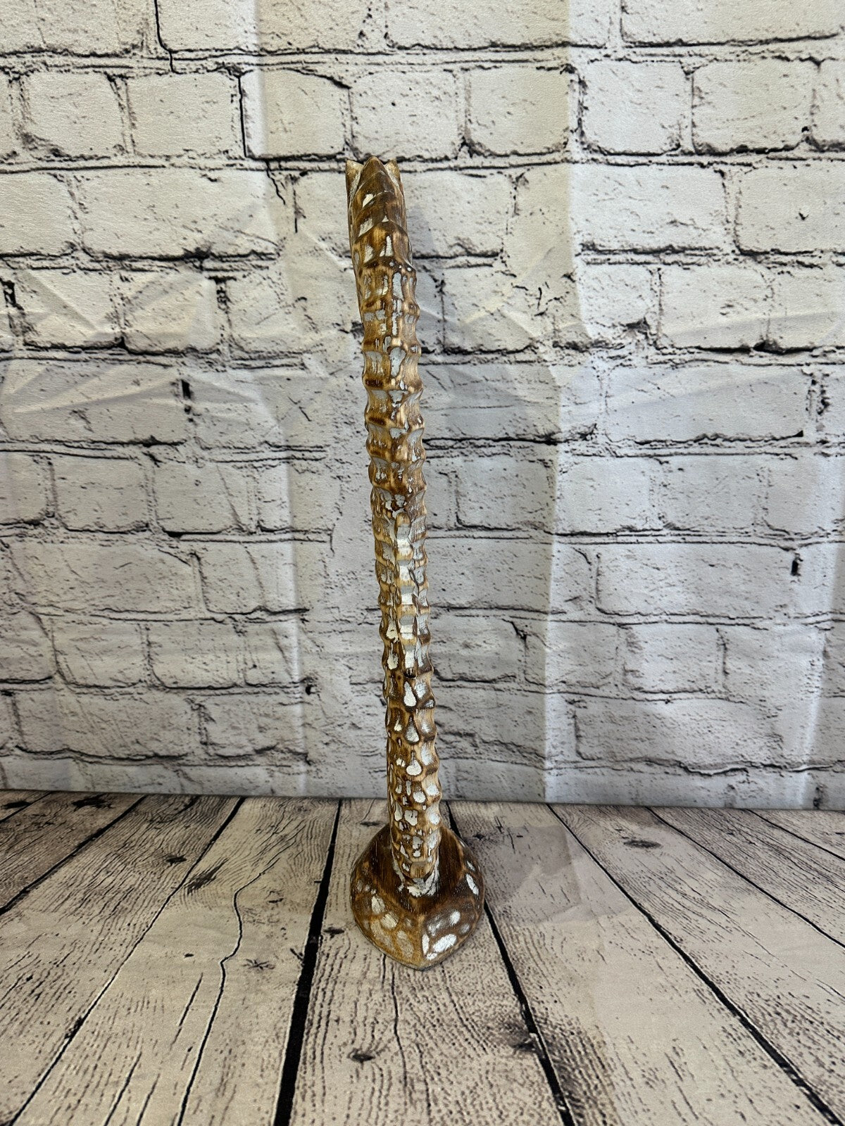 40cm Brown Plain Wooden Shabby Seahorse Statue Ornament Fair Trade Handcarved
