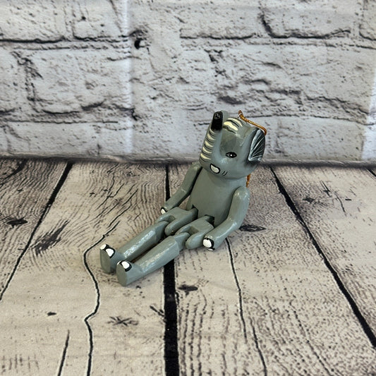 10cm Elephant Sitting Animal, Wooden Shelf Ornament Handmade and Fairtrade