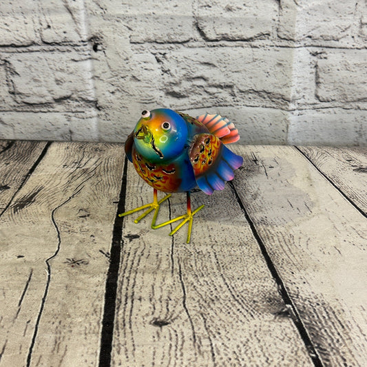 10cm x 10cm Bright Blue Bird Metal Tin Wall Hanging Ornament Painted Statue