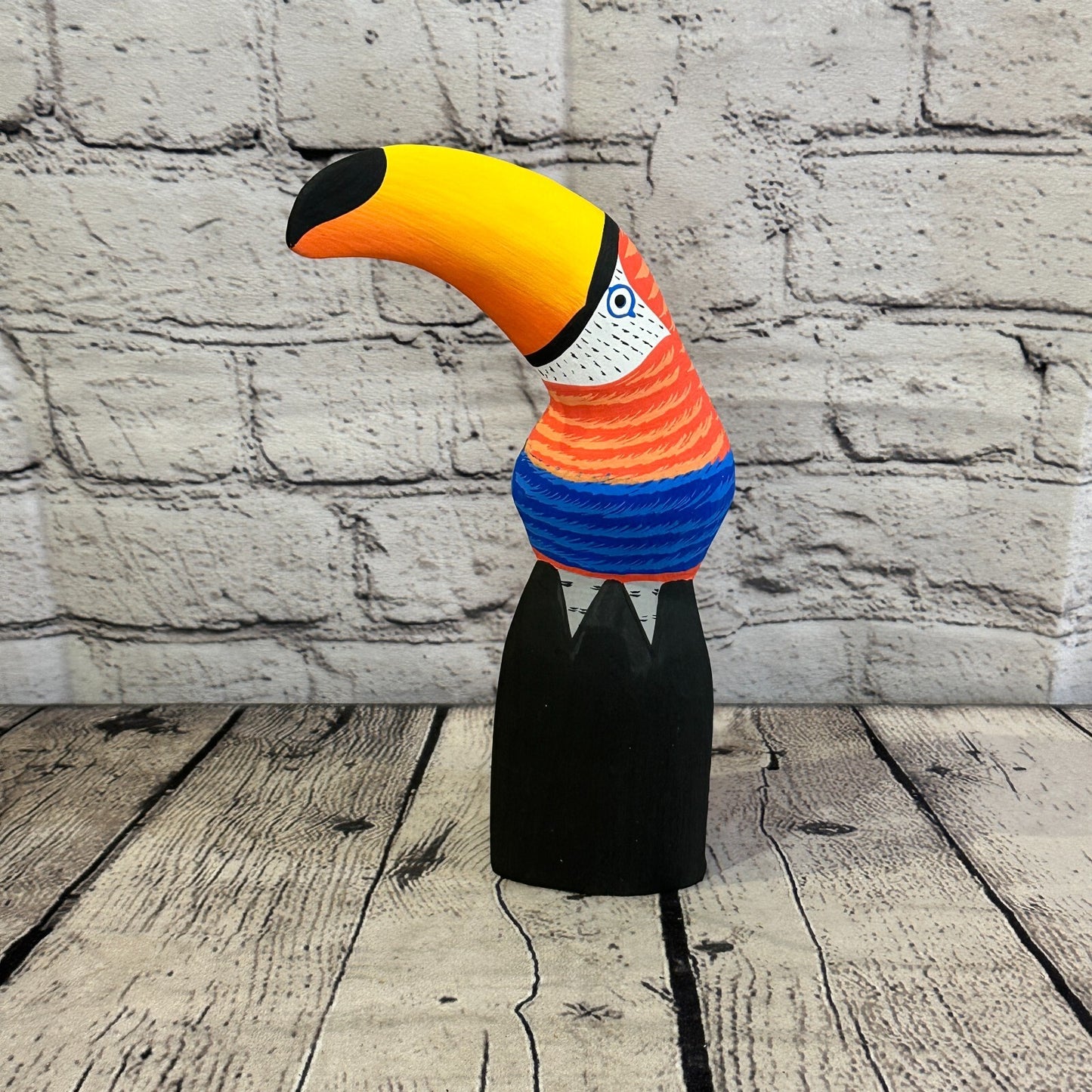 20cm Red Toucan Bird Ornament Statue Fair Trade Hand Made Carved Wood