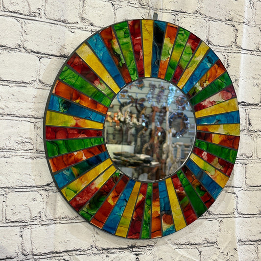 Rainbow Black Line Mosaic Tile Wall Mirror 40cm x 40cm 16 Inches Handmade New