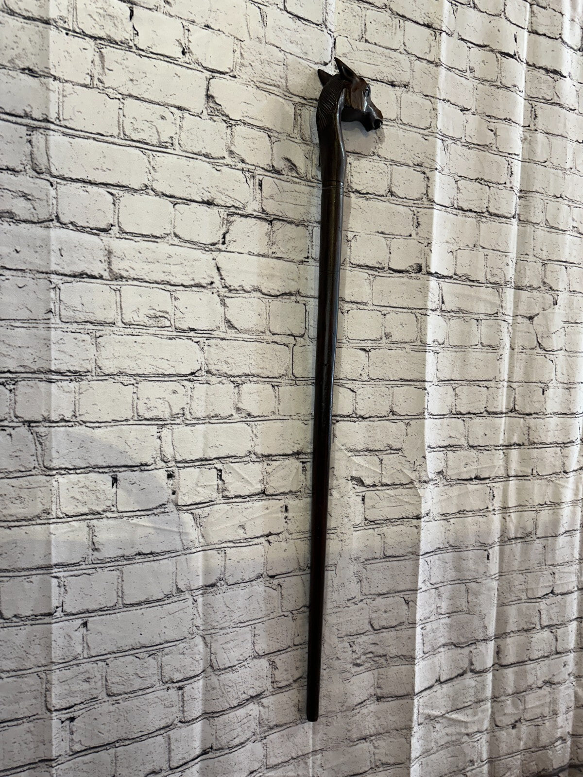 Horse Head 90cm Tribal African Walking Stick Cane Hand Carved Dark Wood