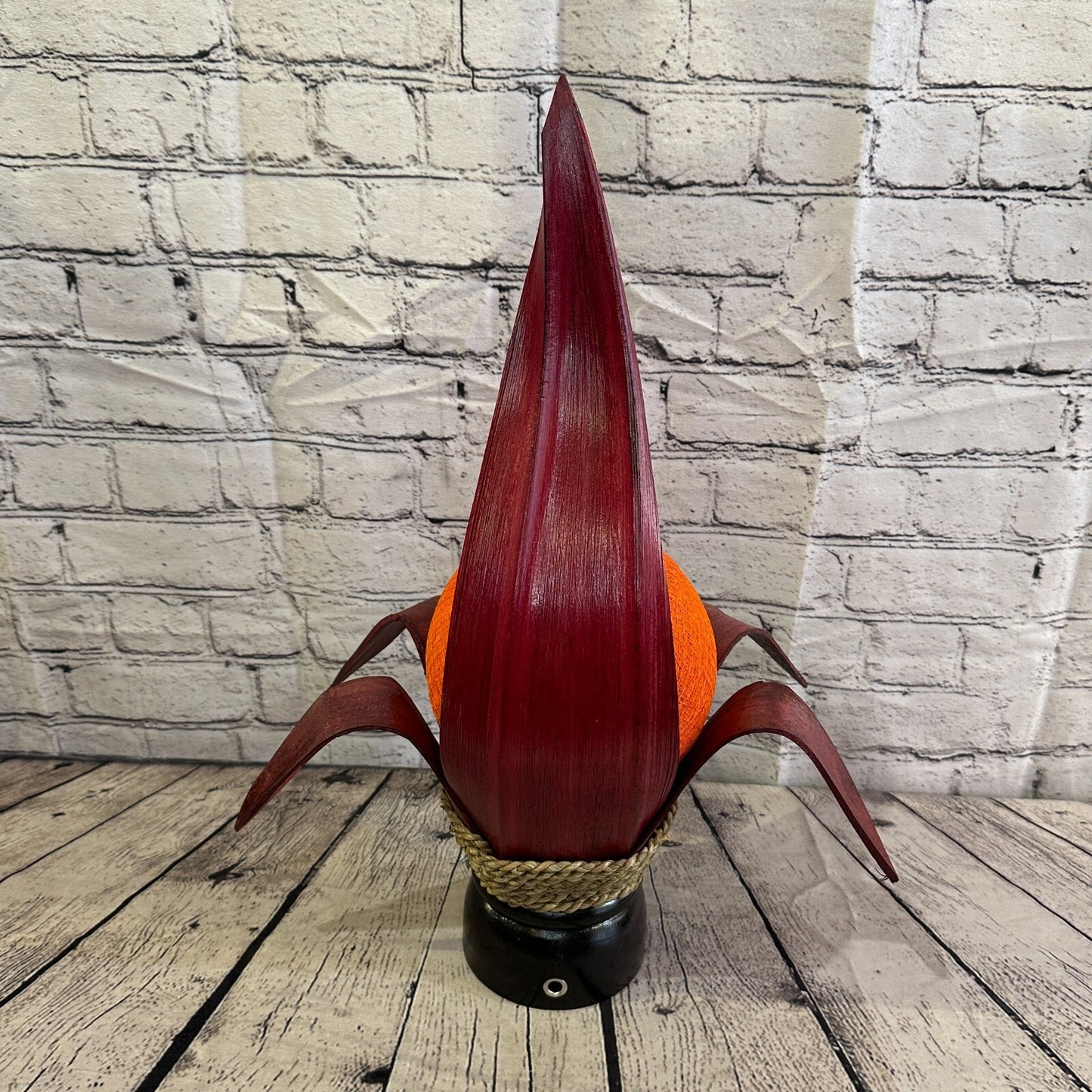 Orange Red Leaf Natural 50cm Tall Leaf Lamp Twist LED UK Mains Plug Design 10