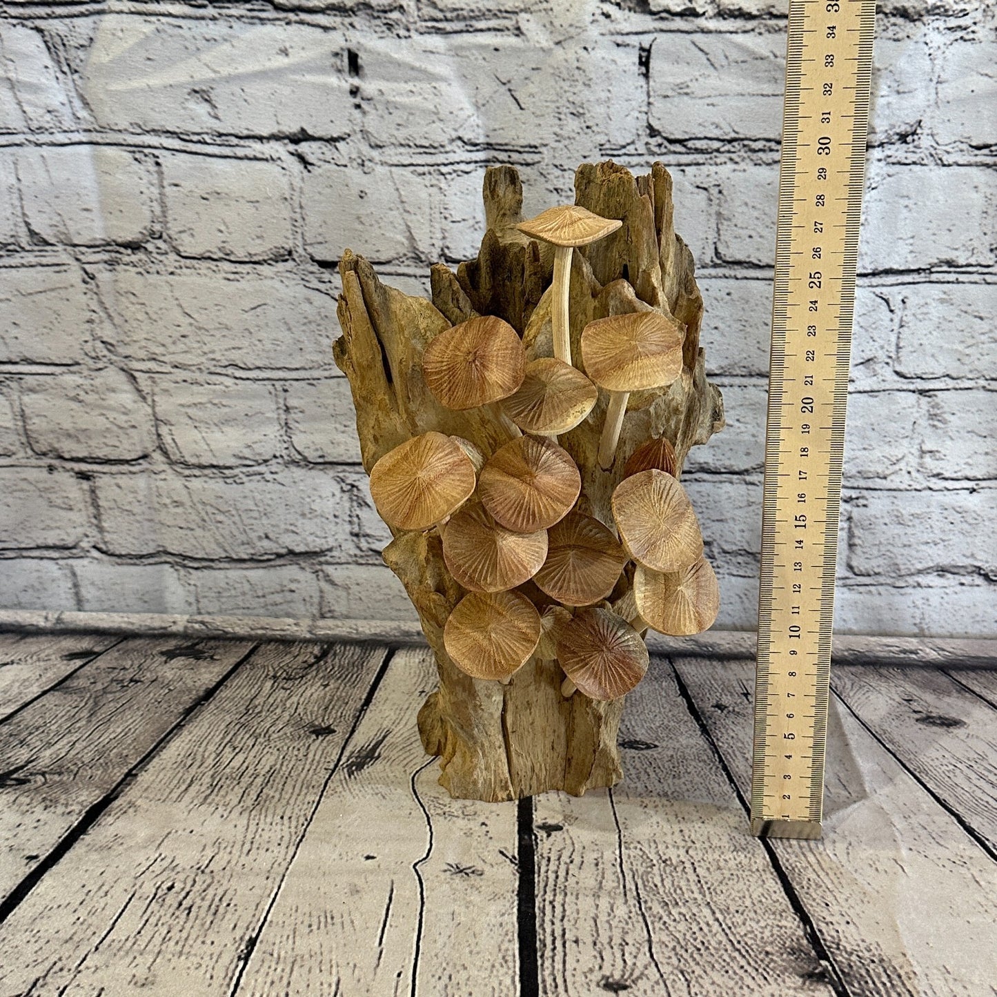 30cm Tall Mushrooms Cluster Parasite Ornament Natural Carving Fairtrade Wooden