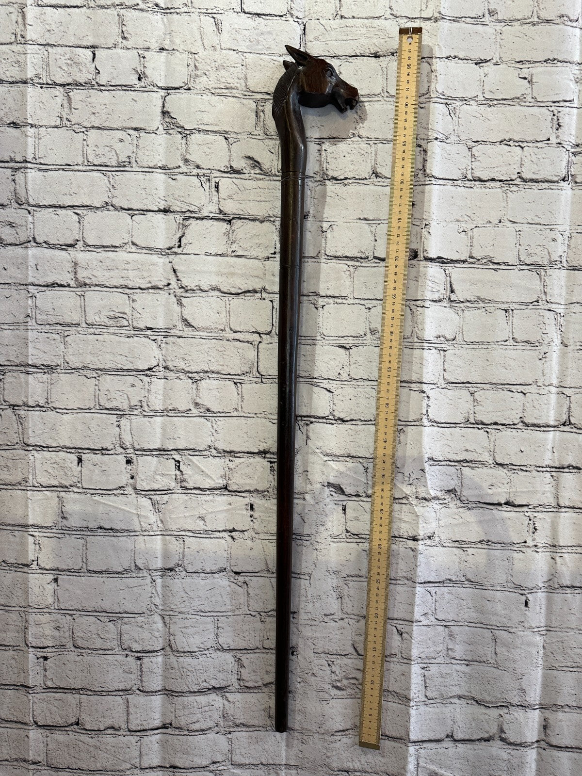 Horse Head 90cm Tribal African Walking Stick Cane Hand Carved Dark Wood