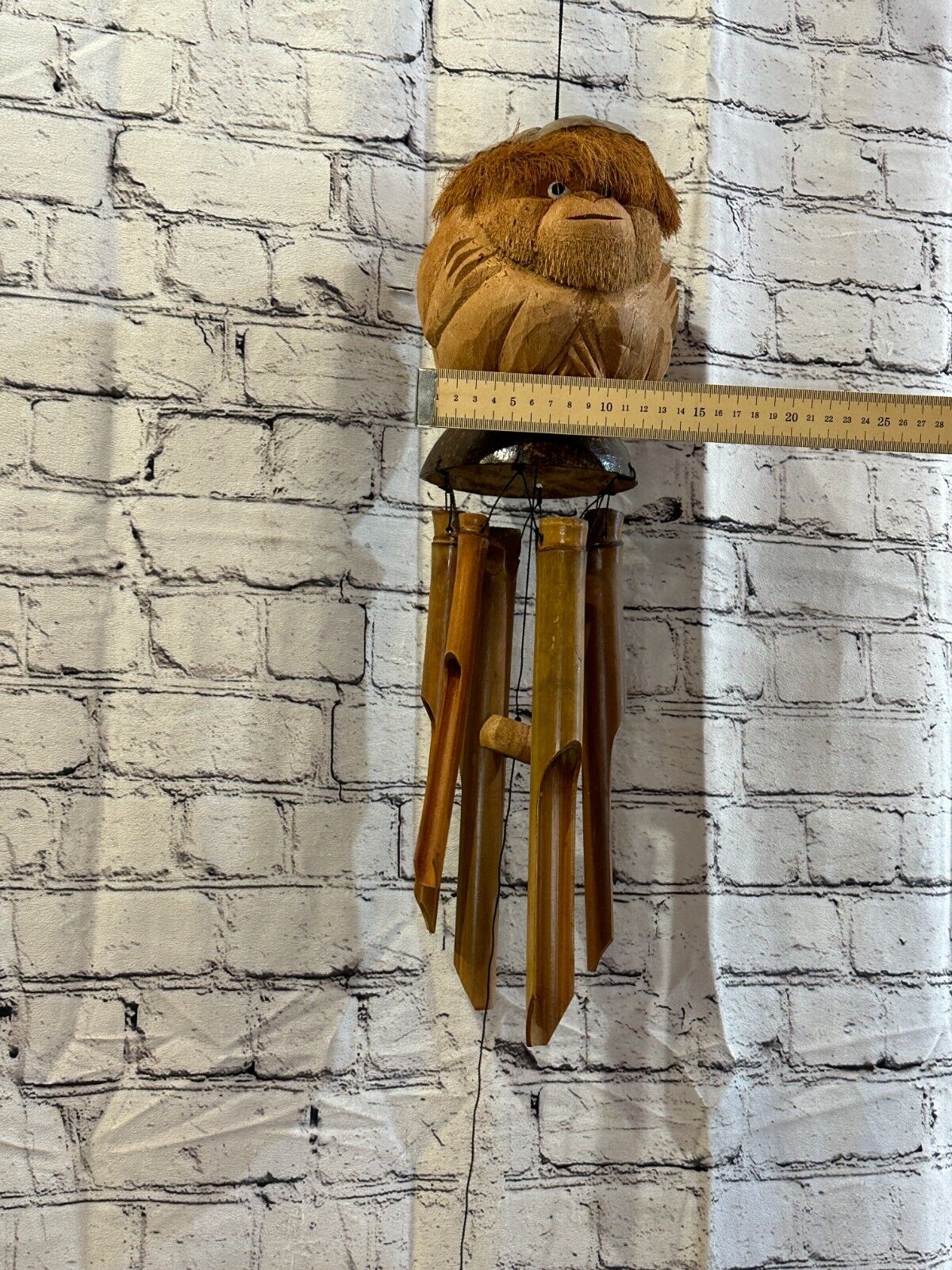Monkey With Chimes Bamboo Windchime 20cm Garden Gift Summer Handmade Chimes
