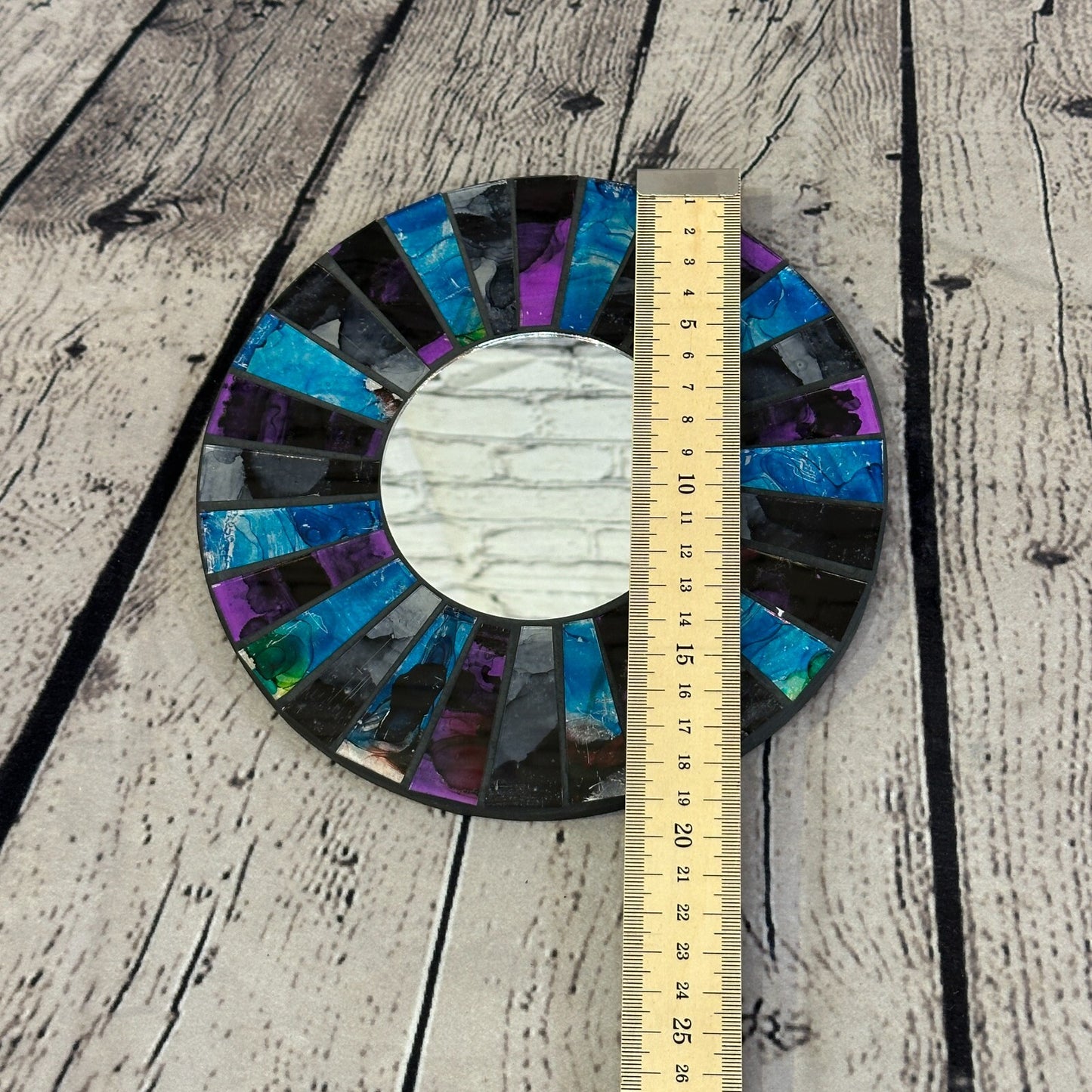 Purple Blue Line Mosaic Tile Wall Mirror 20cm x 20cm 8 Inches Handmade New