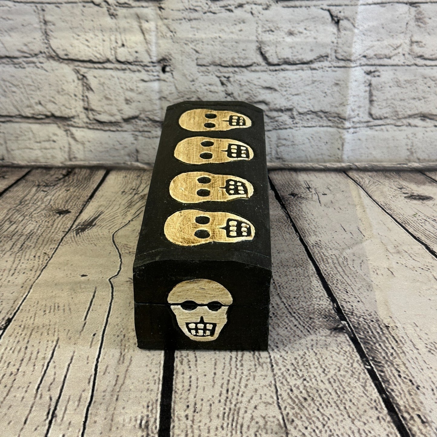 20cm x 8cm x 8cm Trunk Wooden Gothic Skeleton Skull Coffin Jewellery Box