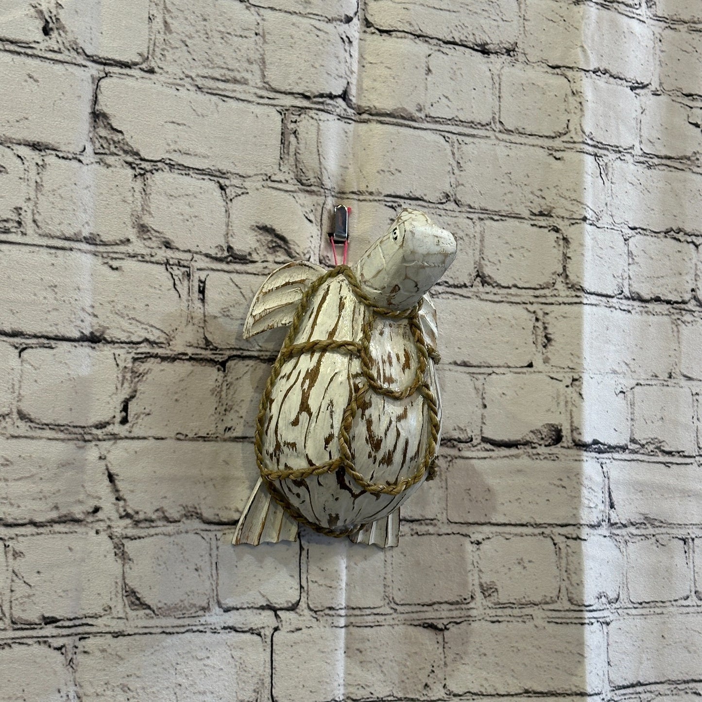 Plain White Folk Art Hand Painted Turtle Coconut Shell Ornaments Hanging Decor