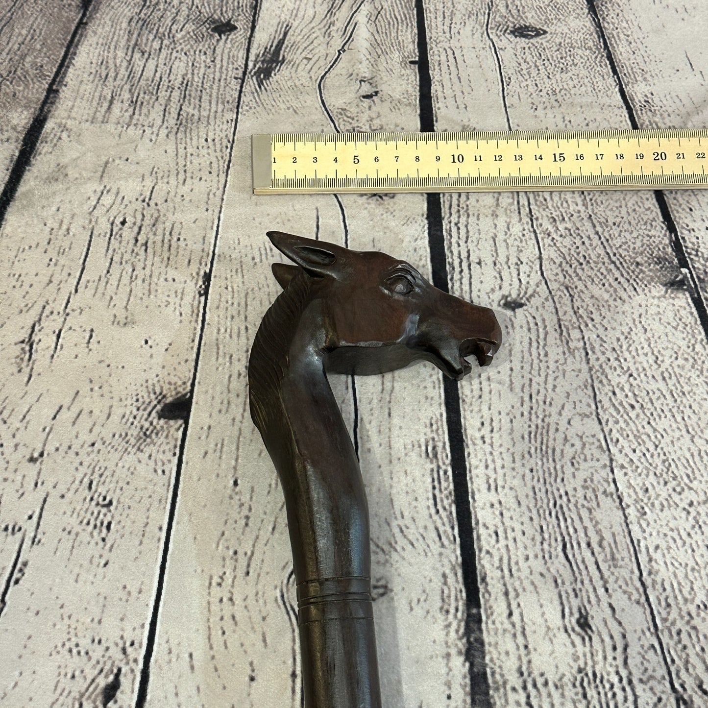 Horse Head 90cm Tribal African Walking Stick Cane Hand Carved Dark Wood
