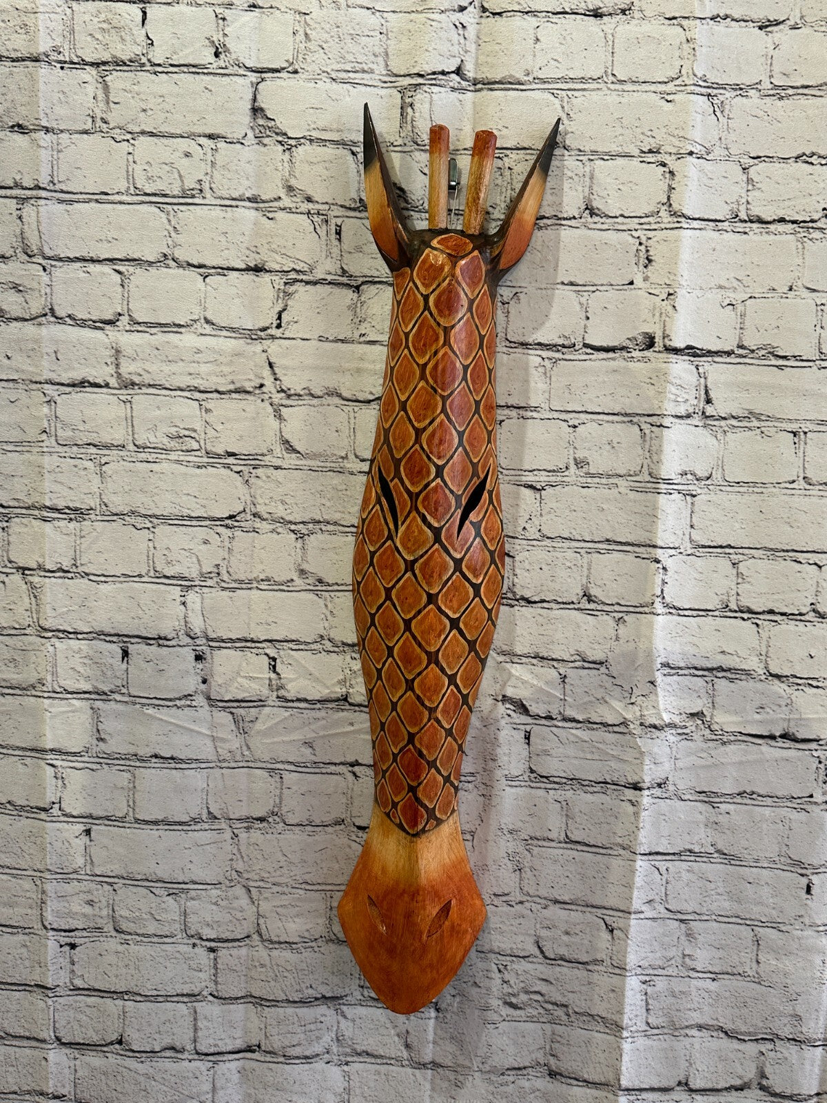 100cm Dotty Giraffe Hand Carved Fair Trade Wooden Animal Wall Art Wall Hang Mask