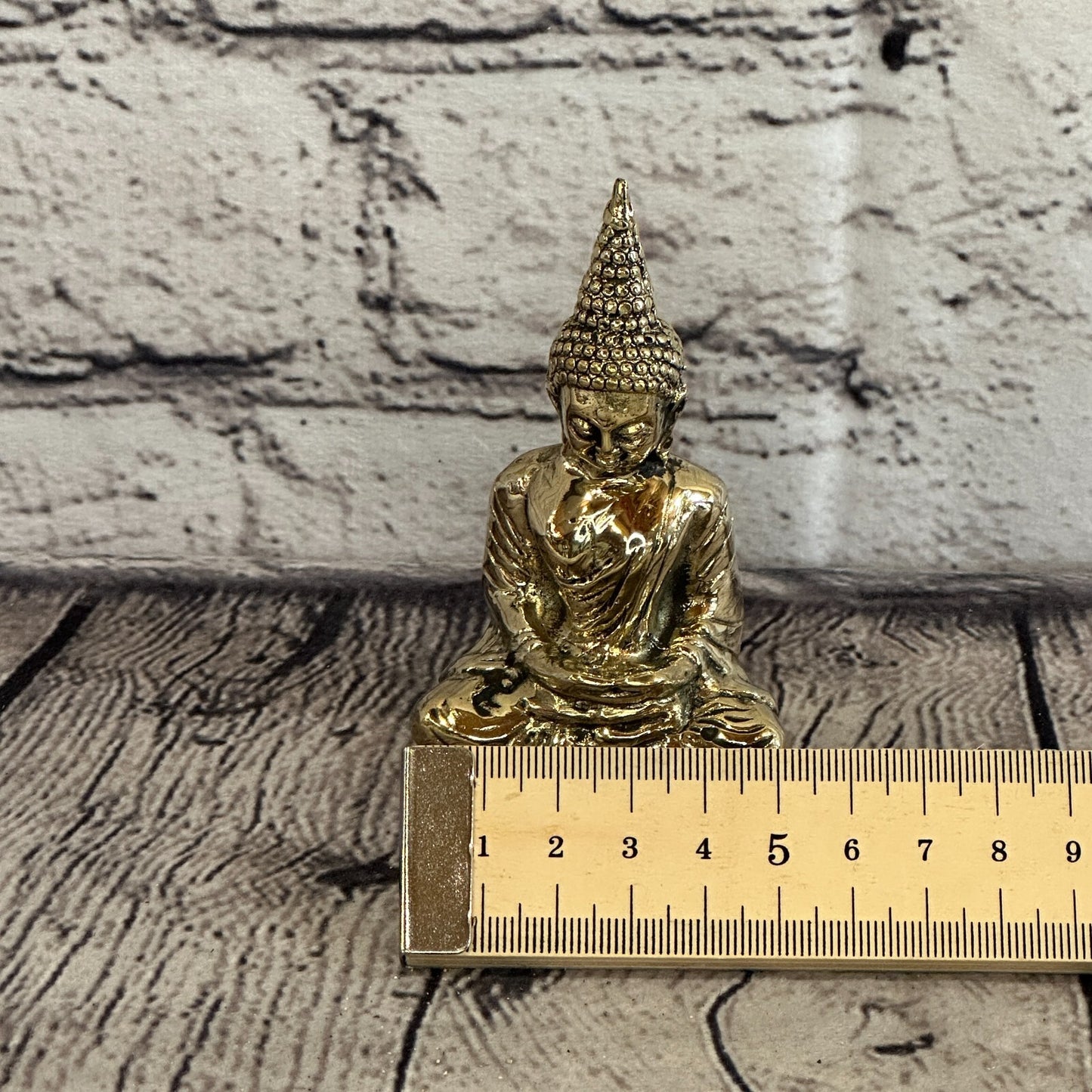9cm x 5cm Sitting Thai Bronze Buddha Blessing Statue Figure Table Decoration Art