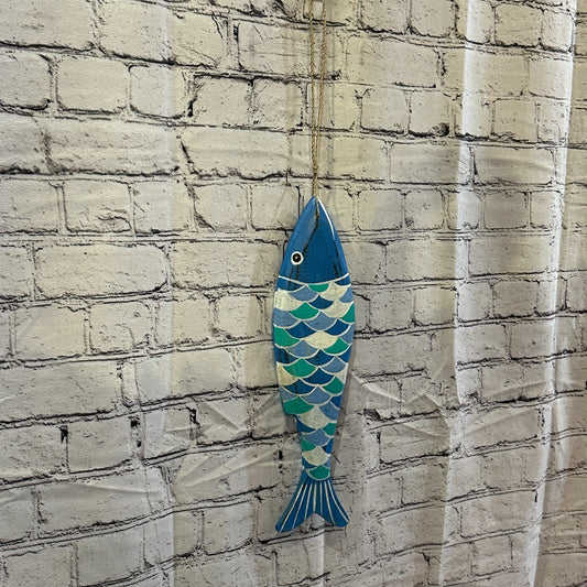 40cm Hanging Fish Hand Painted Fish Wooden Hanging Fish Coastal Decor Design 1