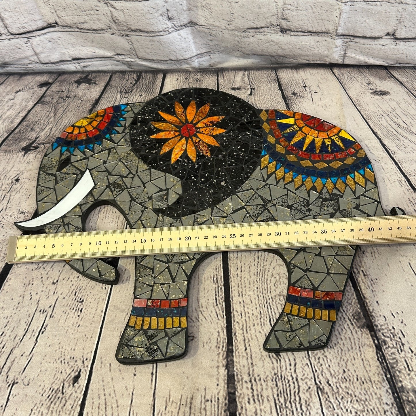 Grey Elephant Mosaic Tile Wall Mirror 45cm x 35cm 18 Inches Handmade