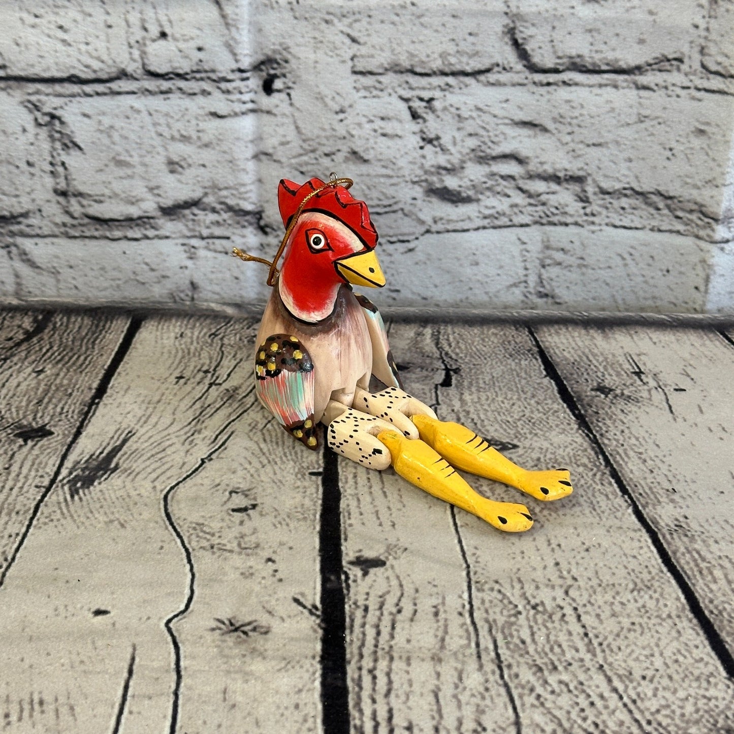 10cm Chicken Sitting Animal, Wooden Shelf Ornament Handmade and Fairtrade
