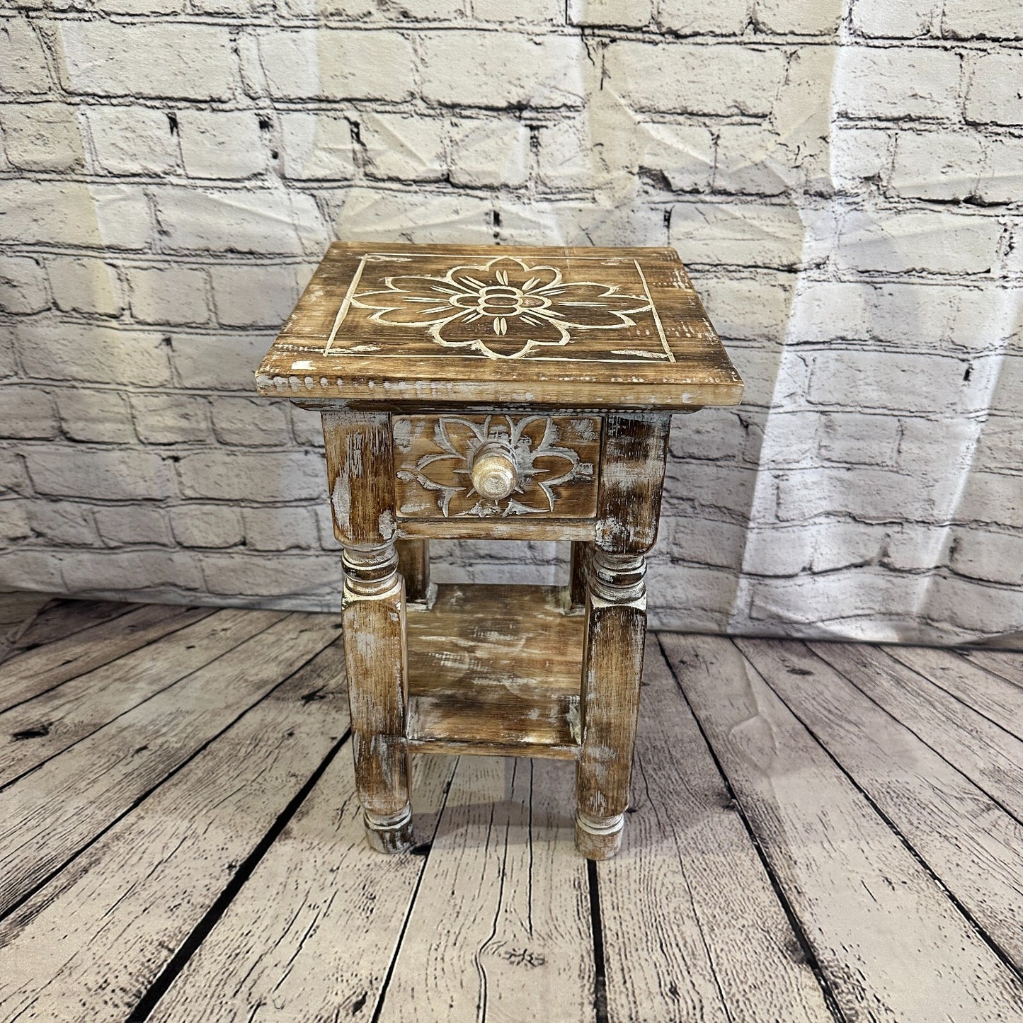 40cm x 25cm Brown 1 Draw Wooden Side Cabinet Living Hallway Storage Furniture