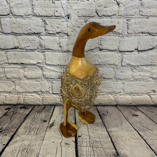 Looking Forward 40cm Tall Wooden Hairy Duckling Baby Duck Bamboo Root Fairtrade