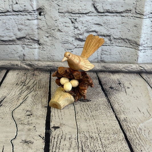 10cm Single Bird Nest Mushroom Parasite Ornament Natural Carving Fairtrade Wood