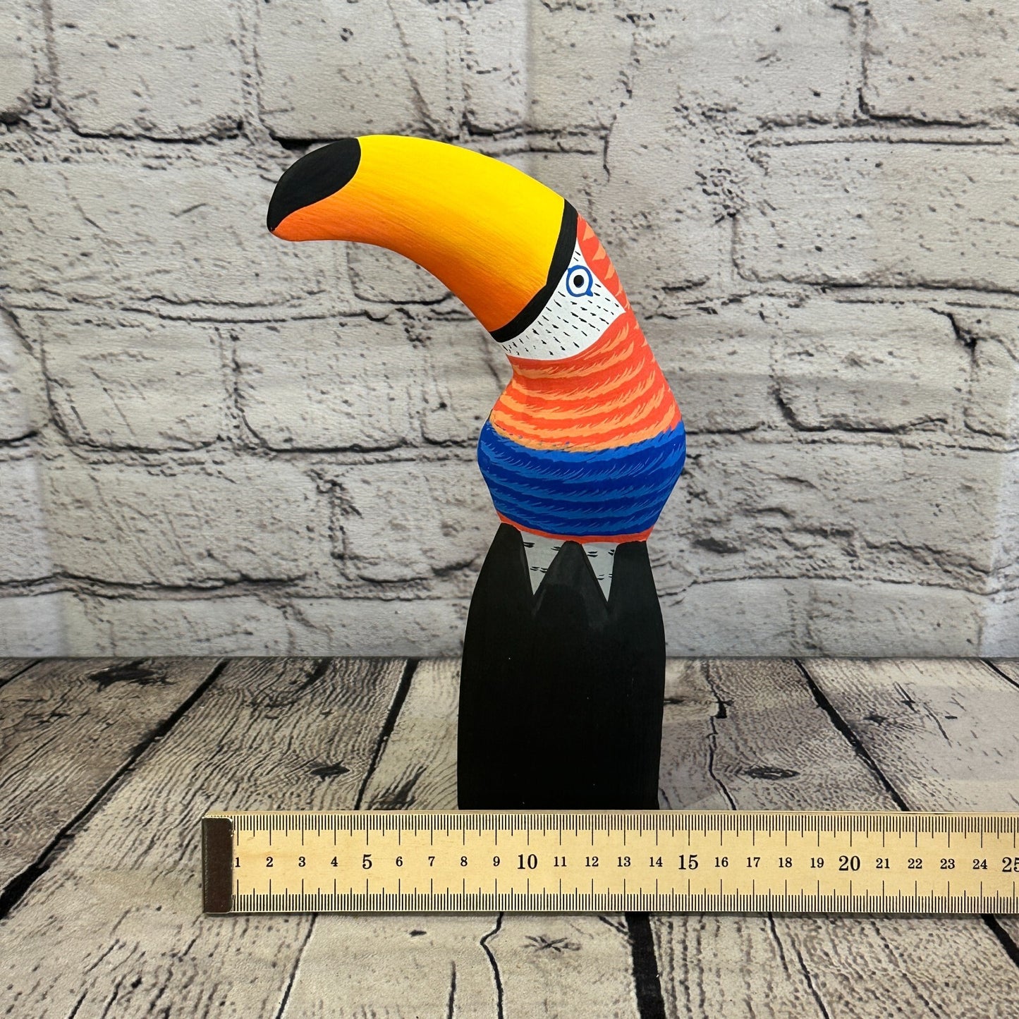 20cm Red Toucan Bird Ornament Statue Fair Trade Hand Made Carved Wood