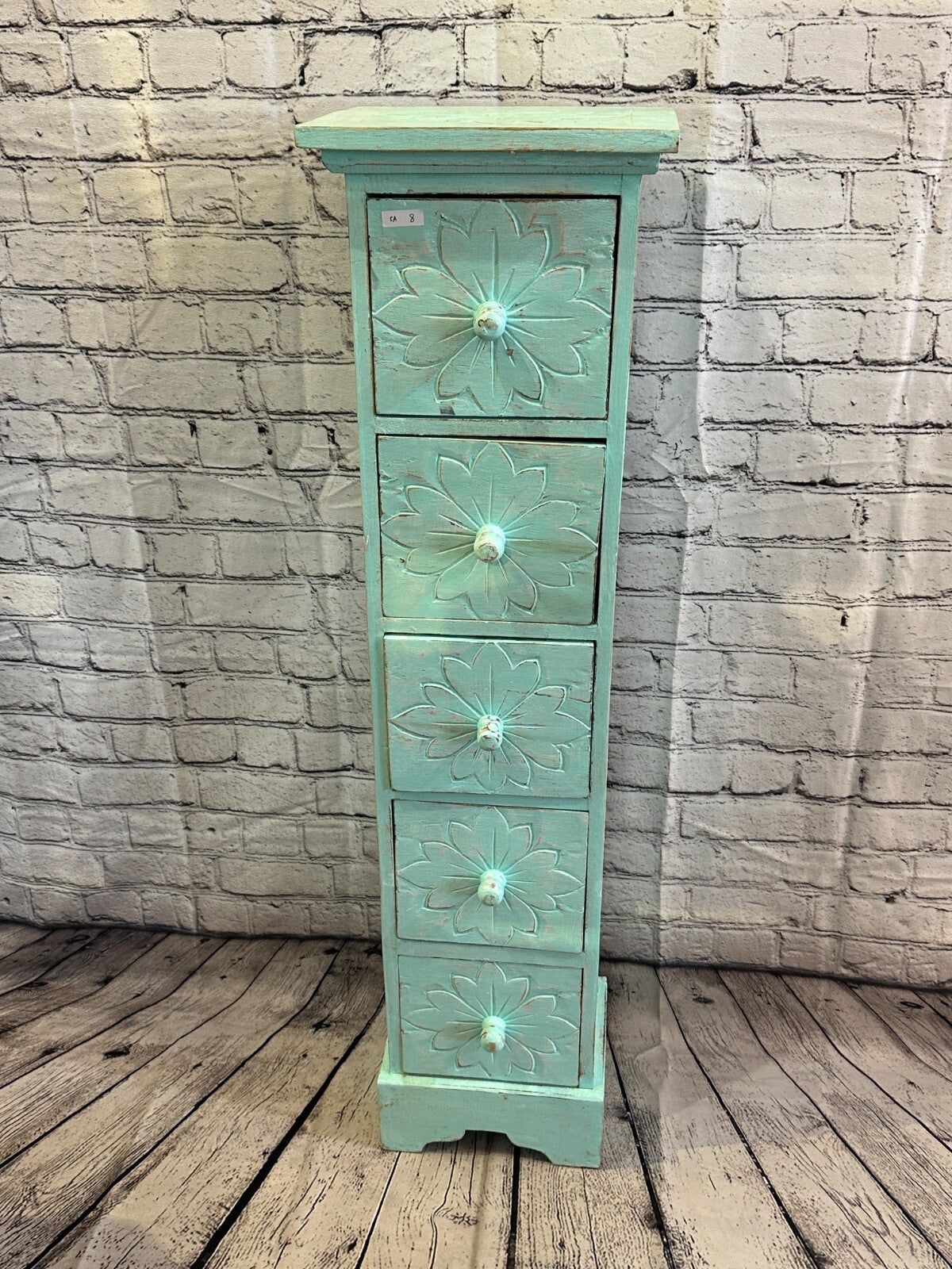 100cm x 25cm Blue 5 Draw Wooden Side Cabinet Living Hallway Storage Furniture