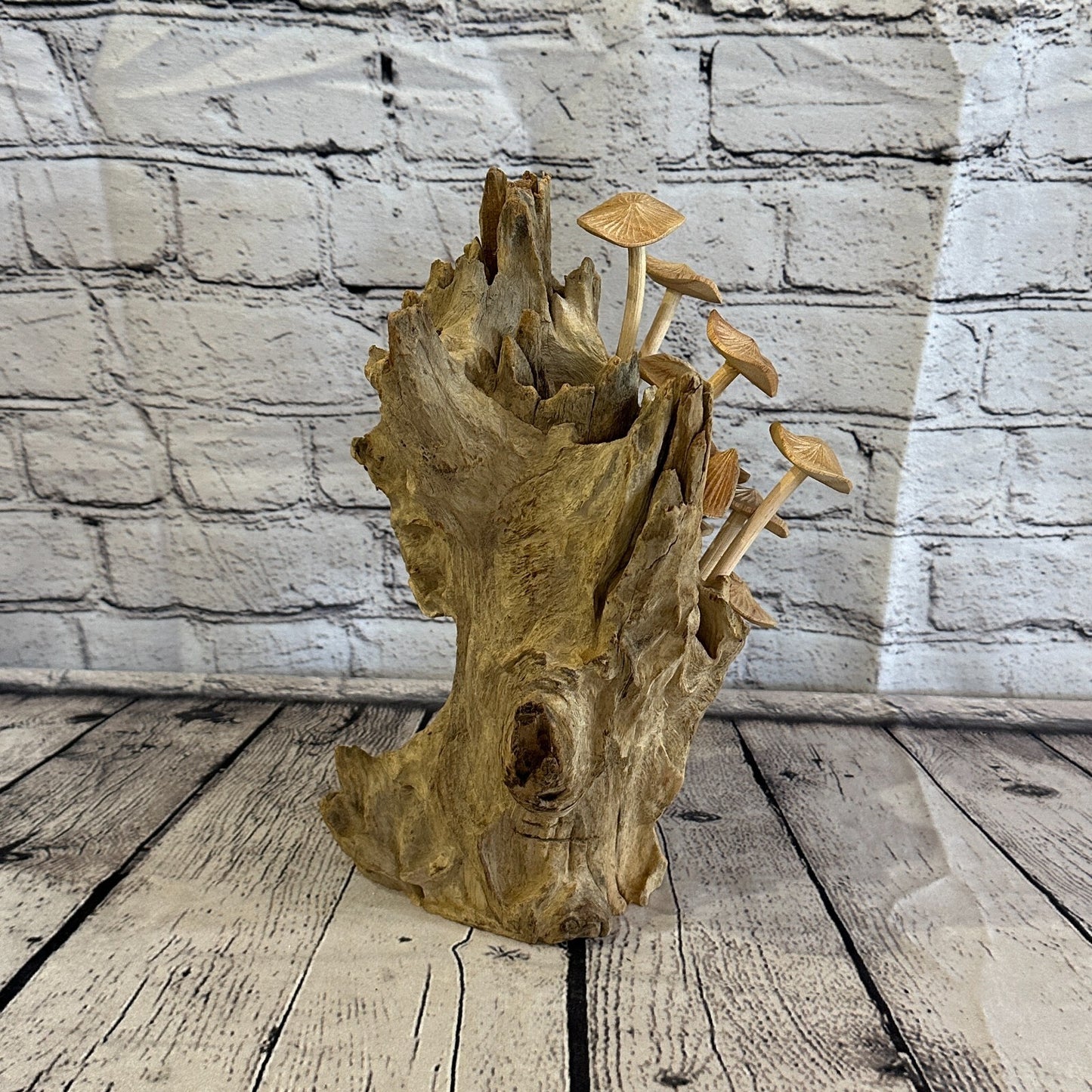 30cm Tall Mushrooms Cluster Parasite Ornament Natural Carving Fairtrade Wooden