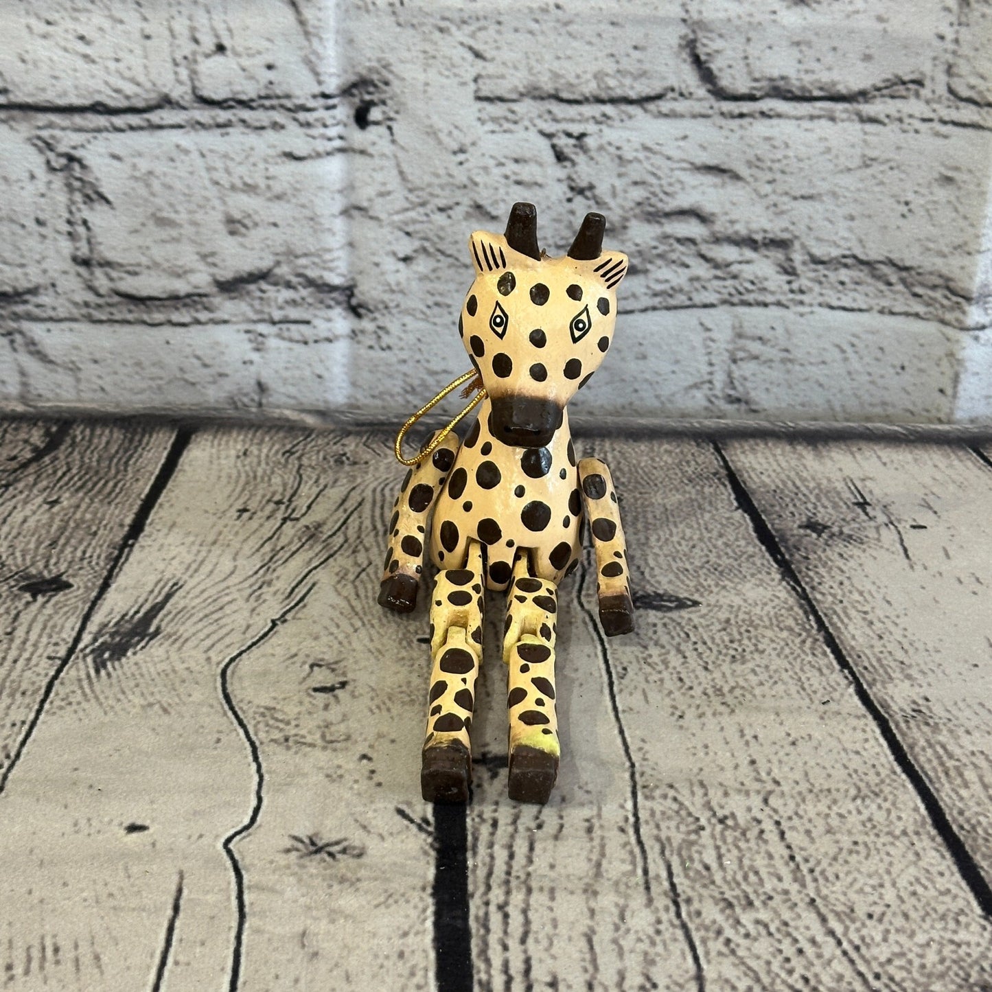 10cm Giraffe Sitting Animal, Wooden Shelf Ornament Handmade and Fairtrade