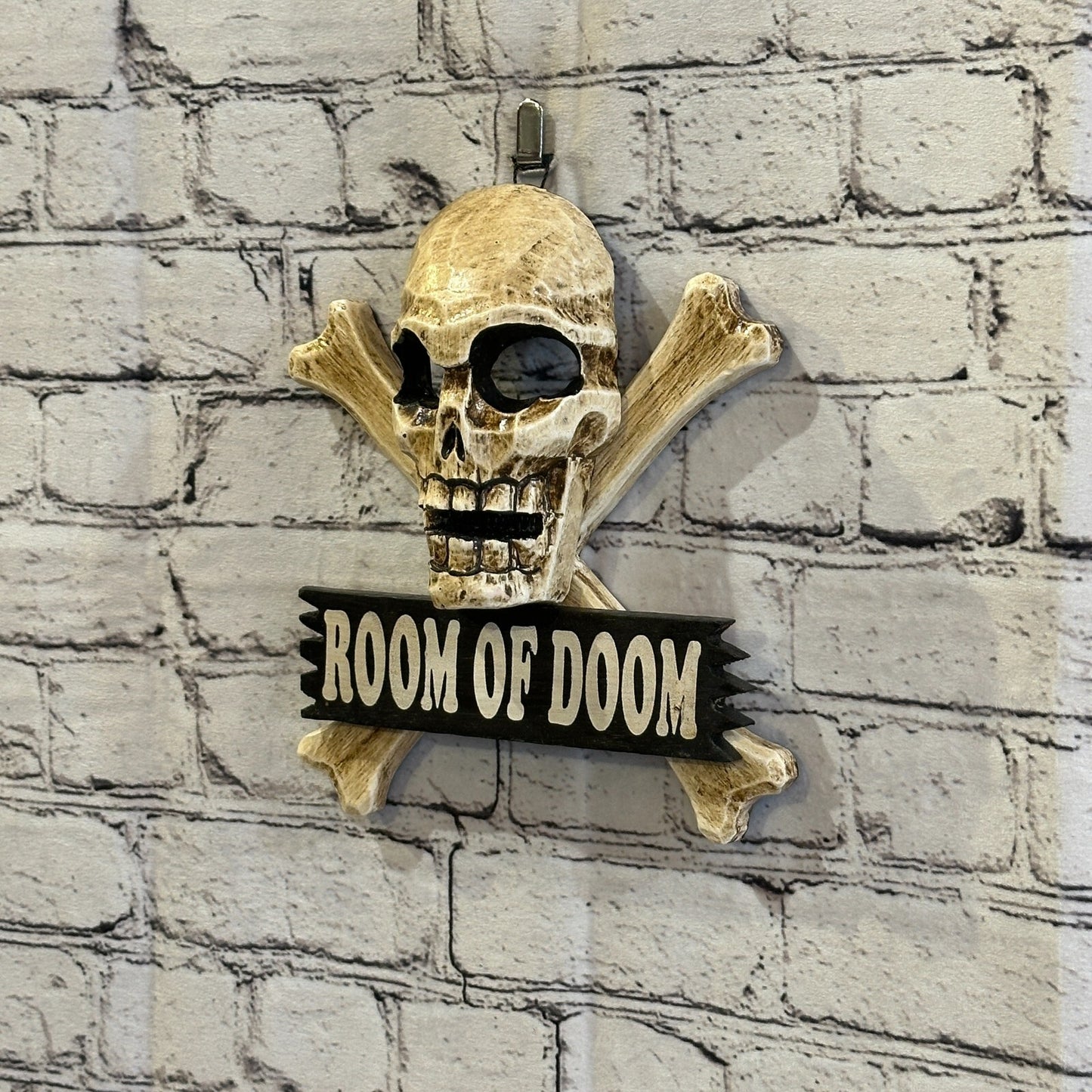 Skull & Crossbones Room Of Doom Pirate Sign Door Plaque 20cm x 20cm Handmade