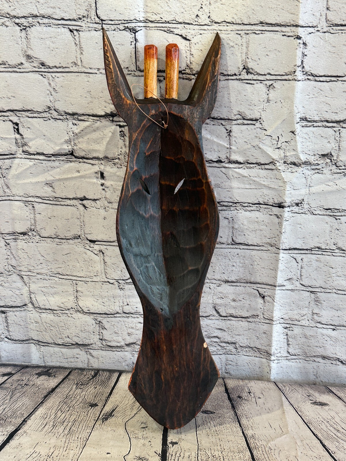 50cm Artist Giraffe Hand Carved Fair Trade Wooden Animal Wall Art Wall Hang Mask