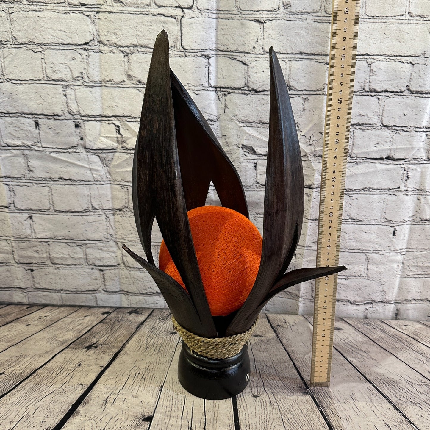 Orange Brown Leaf Natural 50cm Tall Leaf Lamp Twist LED UK Mains Plug Design 11