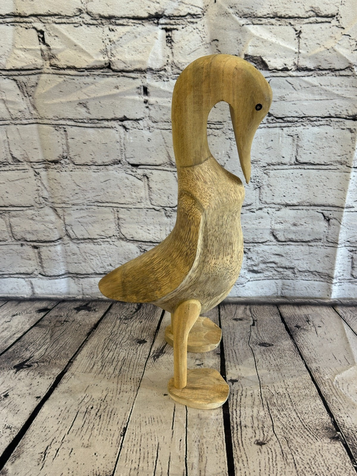 Swan Neck 40cm Tall Wooden Hairy Duckling Baby Duck Bamboo Root Fairtrade