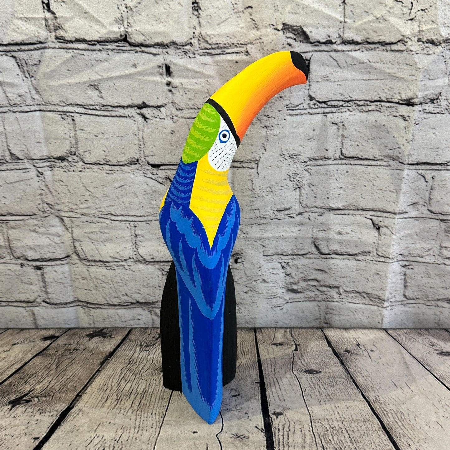 30cm Blue Toucan Bird Ornament Statue Fair Trade Hand Made Carved Wood