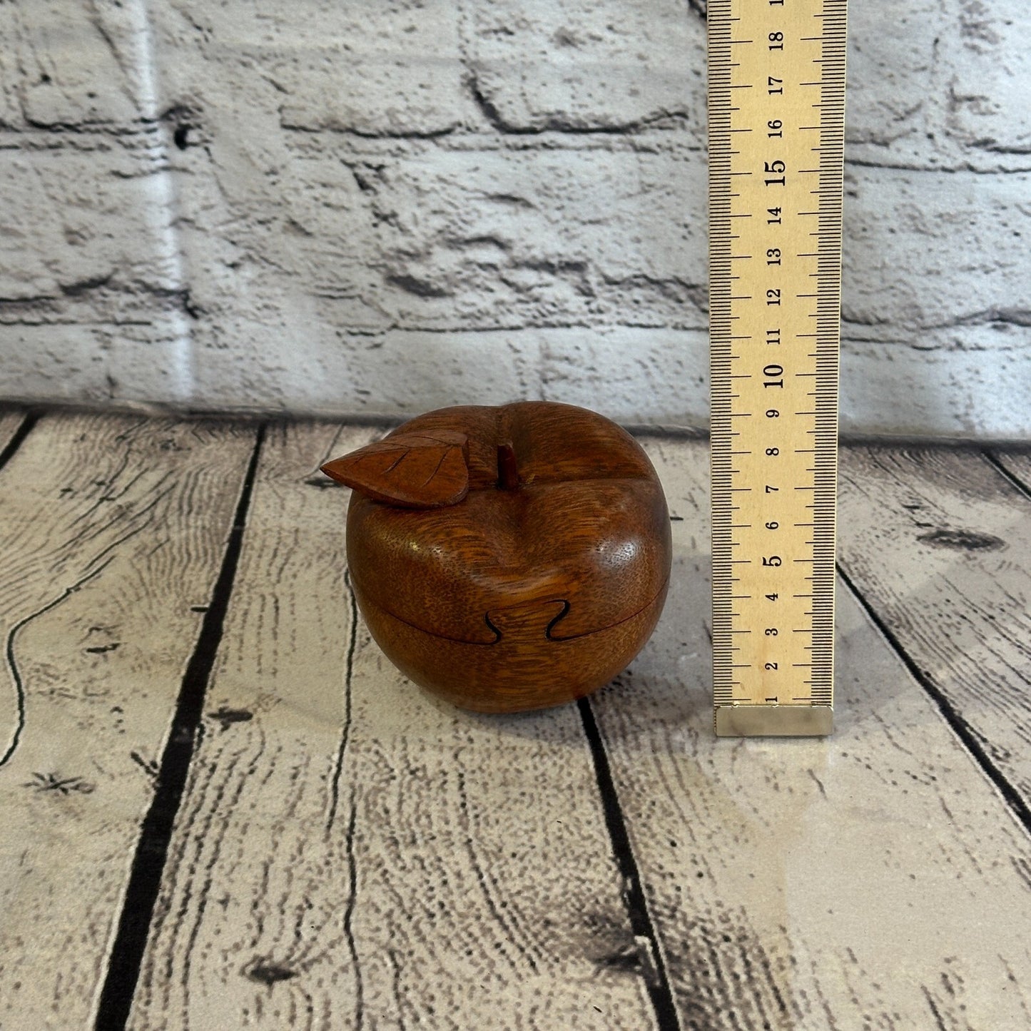 Carved Apple Stem Leaf 4 Bit Wooden Puzzle Box Secret Box Magic Trinket Handmade