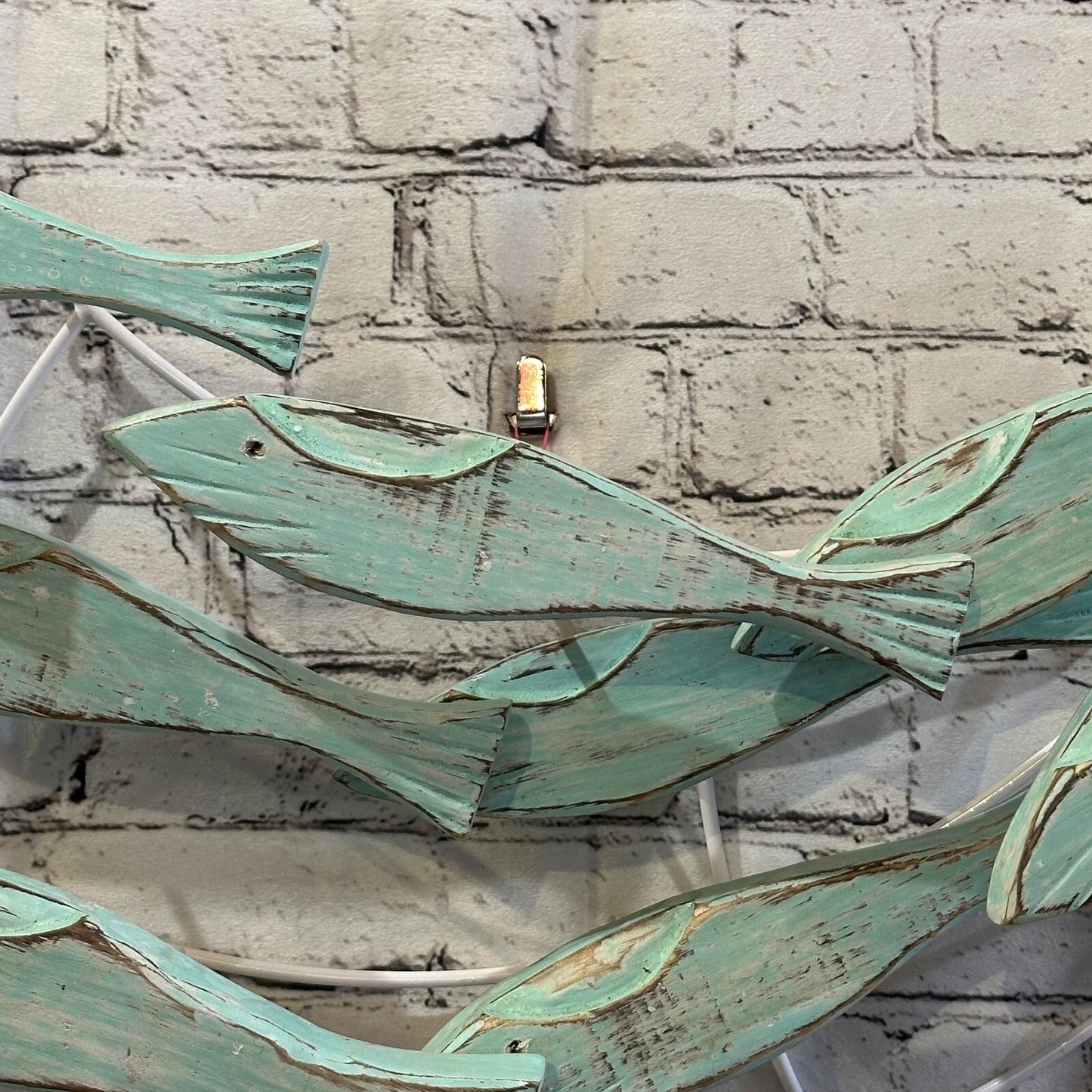 80cm Green Blue Shoal Of Fish On Wood   Fish Decoration Fish Shoal Sprats Fish