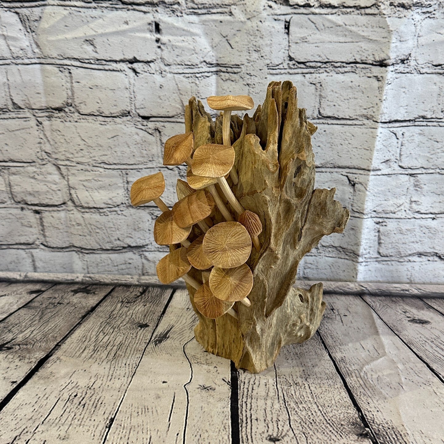 30cm Tall Mushrooms Cluster Parasite Ornament Natural Carving Fairtrade Wooden