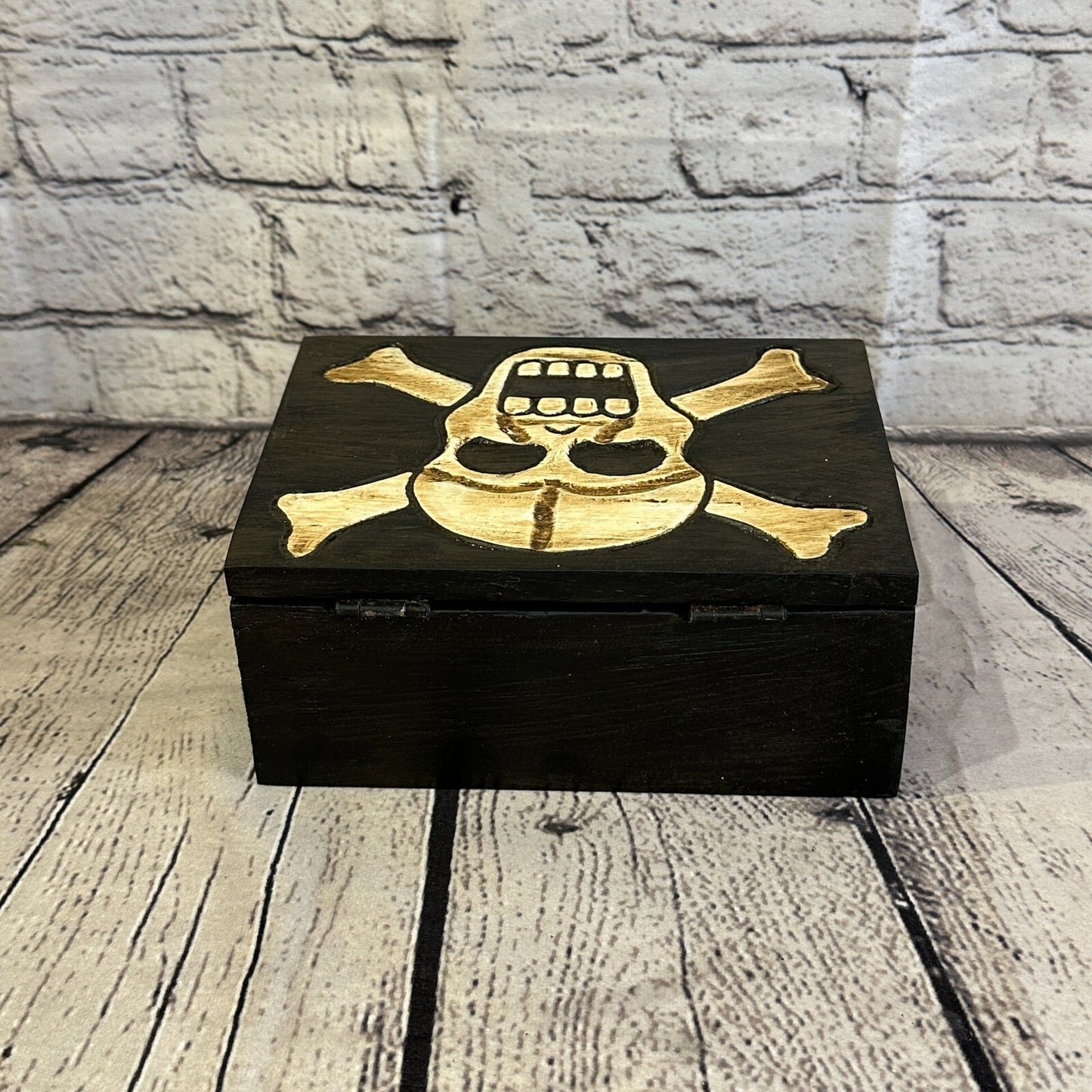 18cm x 12cm Book Wooden Gothic Skeleton Skull Coffin Jewellery Trinket Box