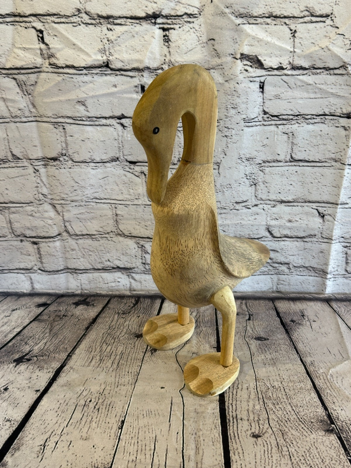 Swan Neck 40cm Tall Wooden Hairy Duckling Baby Duck Bamboo Root Fairtrade