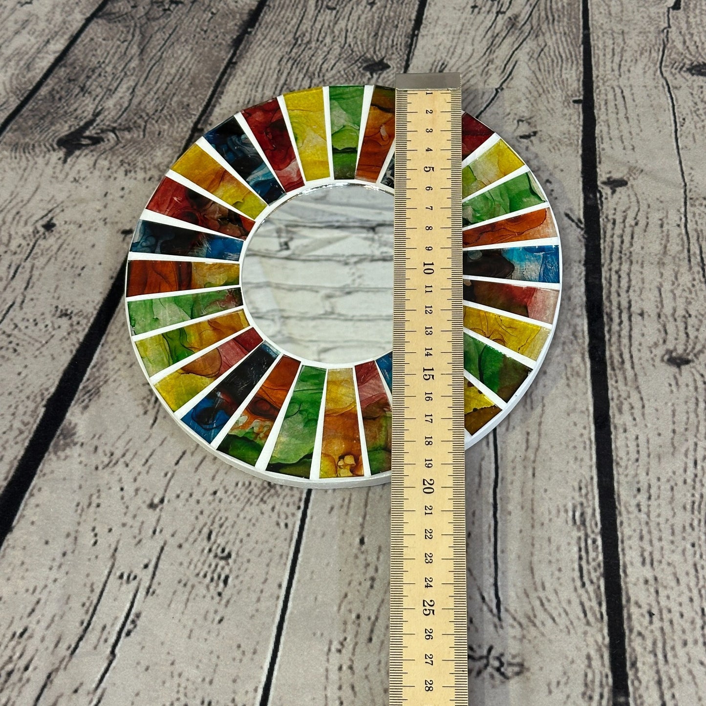 Rainbow White Line Mosaic Tile Wall Mirror 20cm x 20cm 8 Inches Handmade New