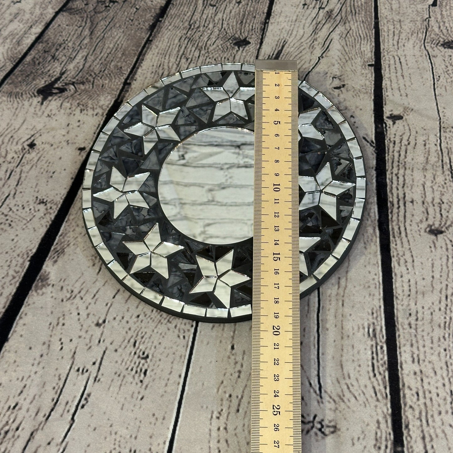 Black Star Mosaic Tile Wall Mirror 20cm x 20cm 8 Inches Handmade New