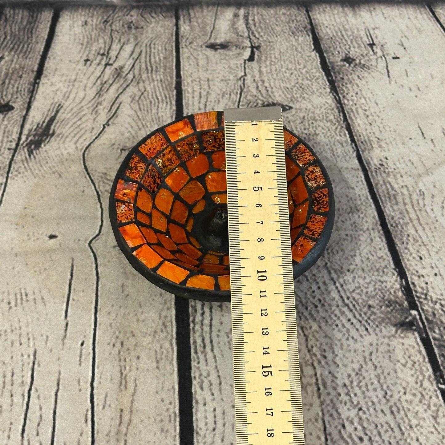 Orange Mosaic Stick Holder Round Plate Buddhism Ash Catcher Joss Cone Insence
