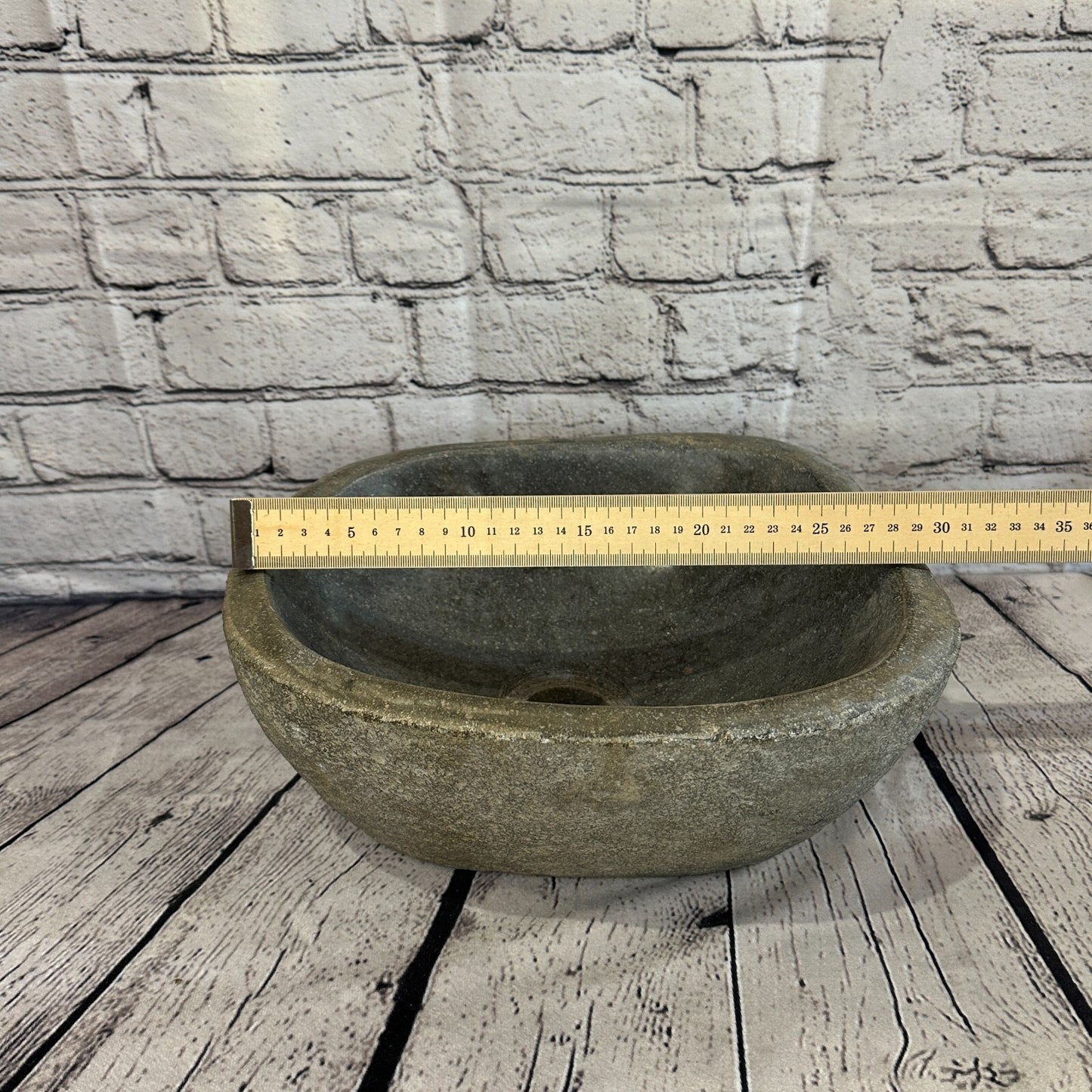 30cm x 27cm River Stone Sink Basin Bowl Natural for Bathroom Washroom Oval No 23