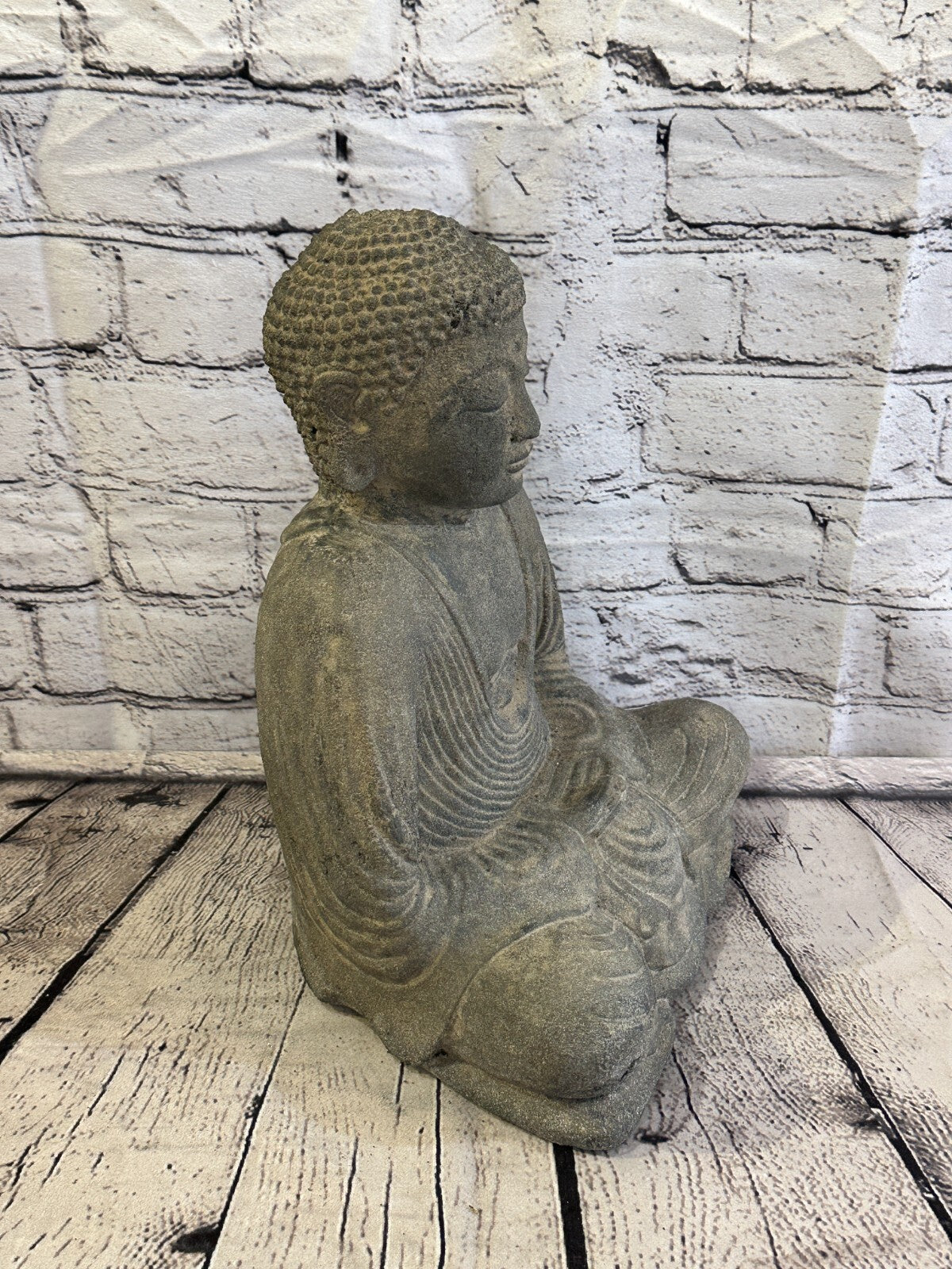 Sitting Buddha Stone Garden 30cm x 25cm Ornament Outdoor Indoor Statue Hindu