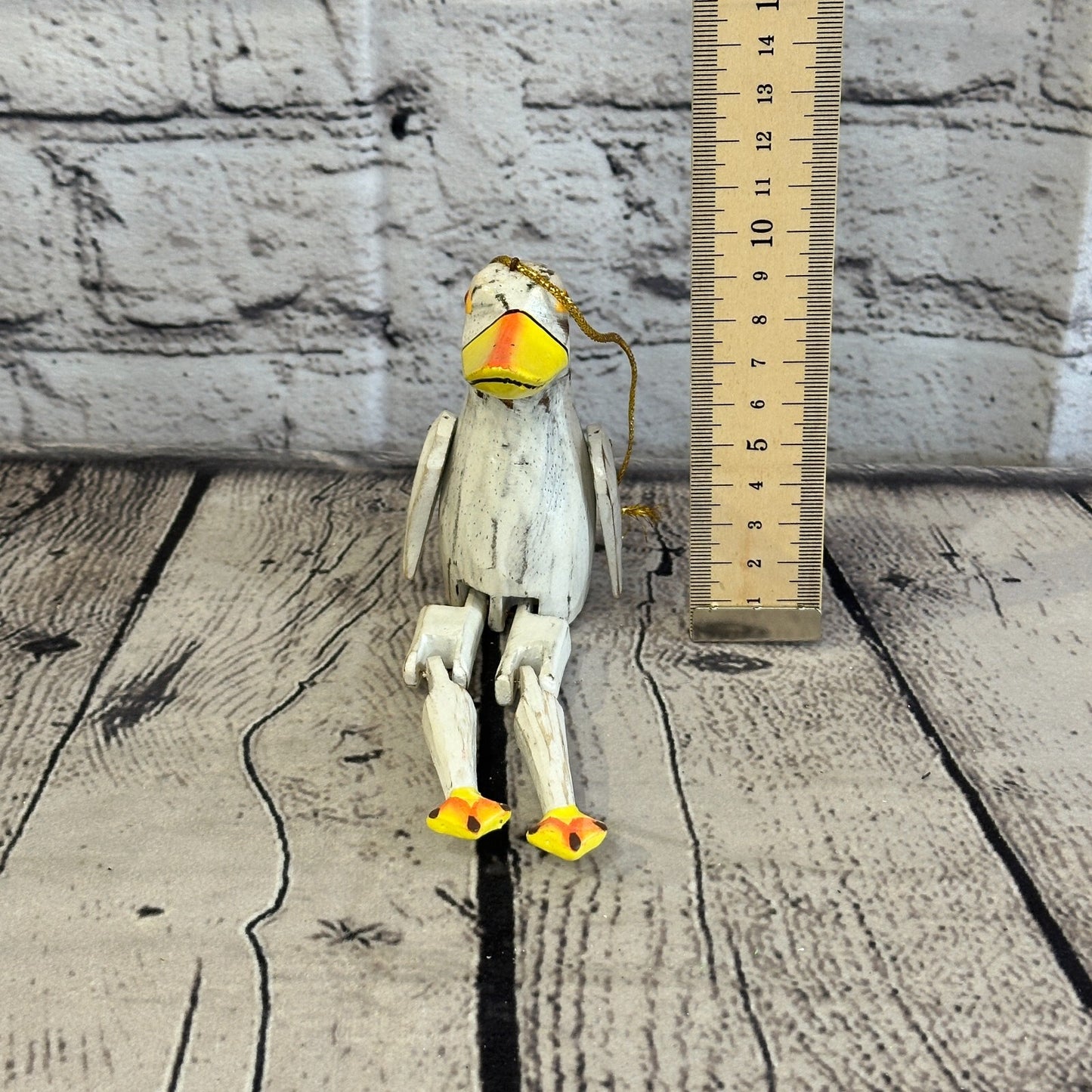 10cm Brown Duck Sitting Animal, Wooden Shelf Ornament Handmade and Fairtrade