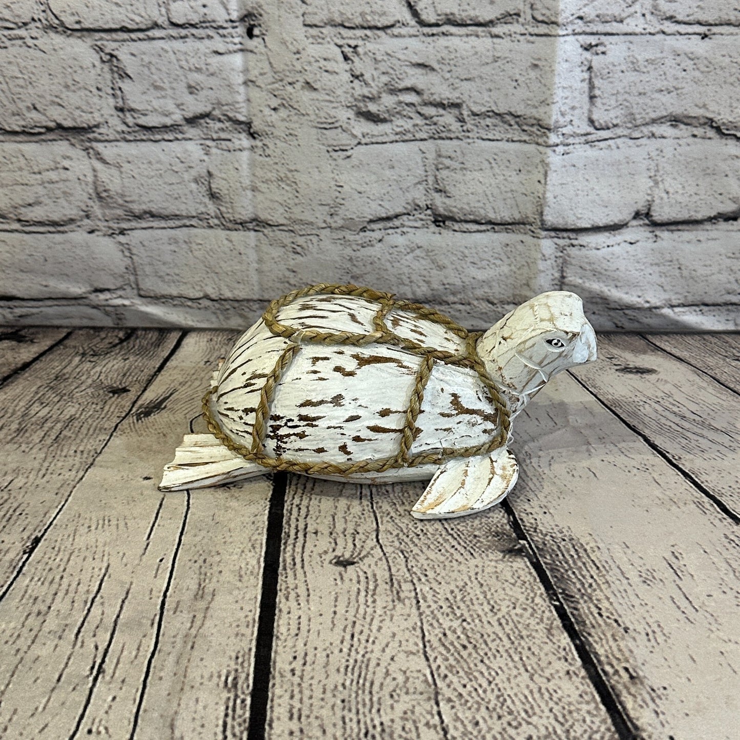 Plain White Folk Art Hand Painted Turtle Coconut Shell Ornaments Hanging Decor
