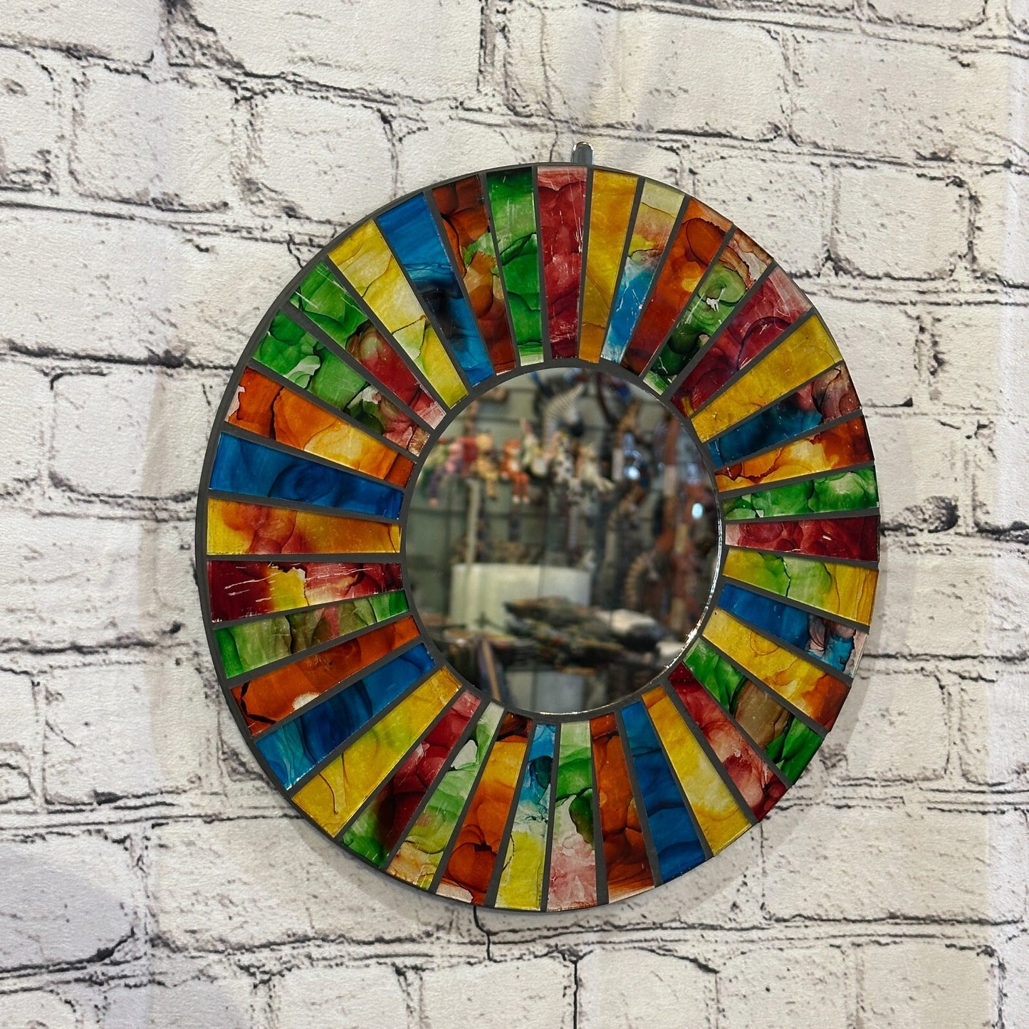 Rainbow Black Line Mosaic Tile Wall Mirror 30cm x 30cm 12 Inches Handmade New
