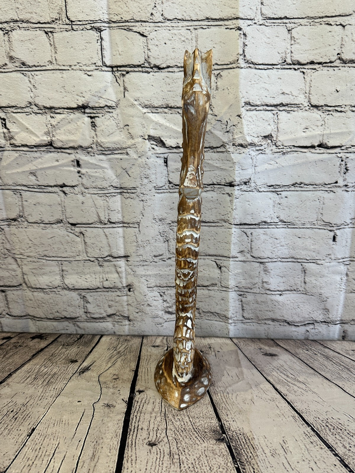 40cm Brown Plain Wooden Shabby Seahorse Statue Ornament Fair Trade Handcarved