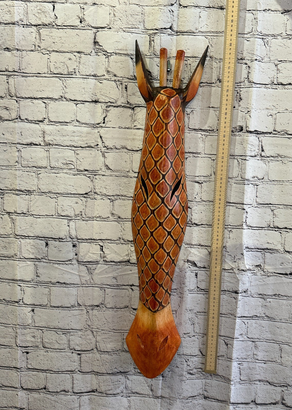 100cm Dotty Giraffe Hand Carved Fair Trade Wooden Animal Wall Art Wall Hang Mask