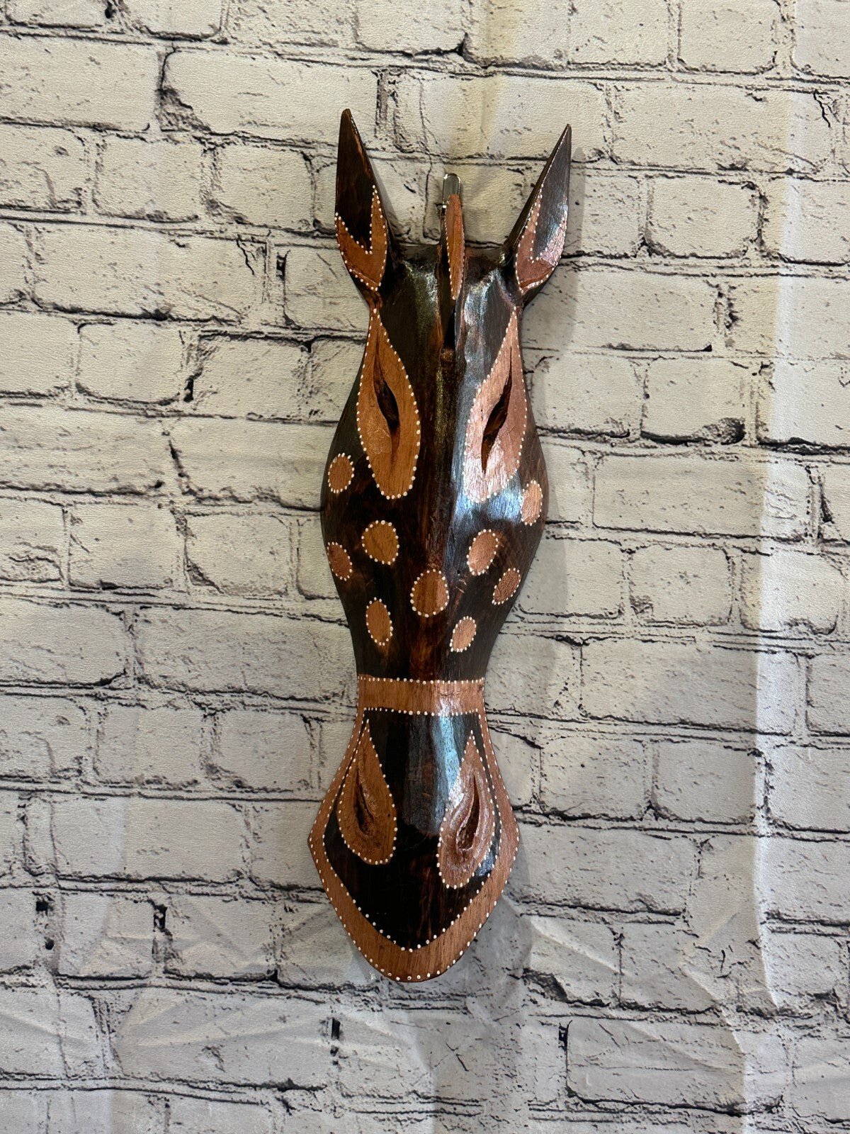 50cm Zebra Brown Hand Carved Fair Trade Wooden Animal Wall Art Wall Hang Mask