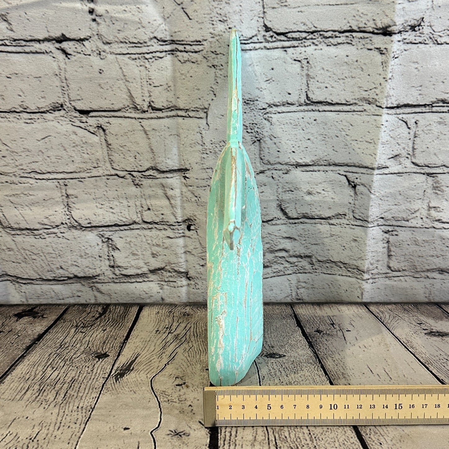 25cm x 22cm Whale Tail Green Fish Wood Coastal Ocean Bathroom Decoration